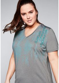 Große Größen Funktionsshirt mit Frontdruck Gr. 44/46 grau von sheego für Damen