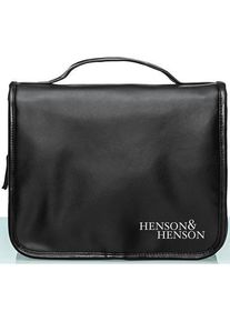 HENSON&HENSON Hochwertige Kulturtasche mit echtem Leder