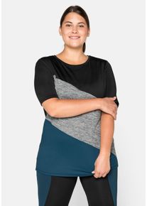 Große Größen Funktionsshirt mit Colourblocking, atmungsaktiv Gr. 56/58 schwarz von sheego für Damen