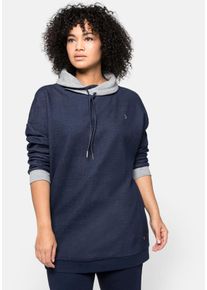 Große Größen Shirt mit weitem Kragen und Doubleface-Verarbeitung Gr. 40/42 blau von sheego für Damen
