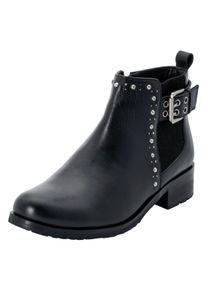 Große Größen Stiefelette aus Leder mit Nietenbesatz Gr. 37 schwarz von sheego für Damen
