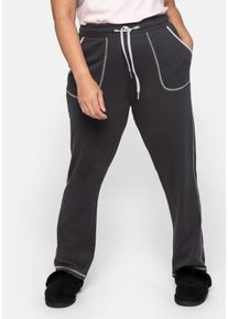 Große Größen Relaxhose mit Kontrastnähten, in gerader Form Gr. 40 grau von sheego für Damen