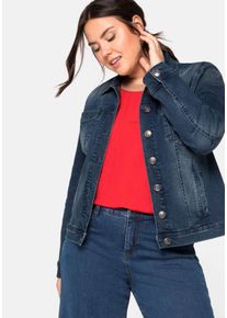 Große Größen Jeansjacke in leicht taillierter und verkürzter Form Gr. 54 blau von sheego für Damen