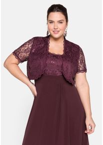 Große Größen Spitzenbolero mit Pailletten Gr. 56 rot von sheego für Damen