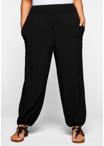 Große Größen Weite Hose mit Smokbund, aus Viskose Gr. 40 schwarz von sheego für Damen