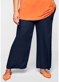 Große Größen Weite Hose mit Smokbund und Taschen Gr. 60 blau von sheego für Damen