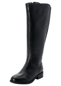 Große Größen Weitschaftstiefel aus Leder mit Stretch-Einsatz Gr. 40 schwarz von sheego für Damen