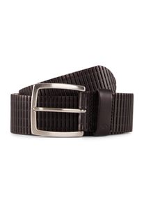 Tom Tailor Herren Ledergürtel mit Prägung, schwarz, Logo Print, Gr. 80
