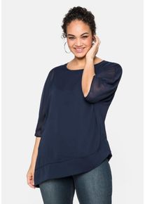 Große Größen Tunika im Lagenlook, mit schrägem Saum Gr. 58 blau von sheego für Damen