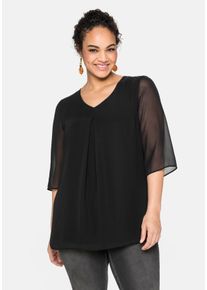 Große Größen Tunika im Layerlook, mit Chiffon Gr. 58 schwarz von sheego für Damen