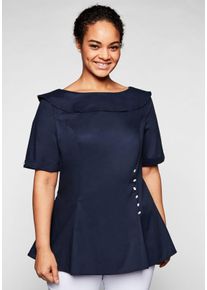 sheego by Joe Browns Große Größen Tunika mit breitem, runden Kragen und Zierknöpfen Gr. 54 blau von sheego für Damen