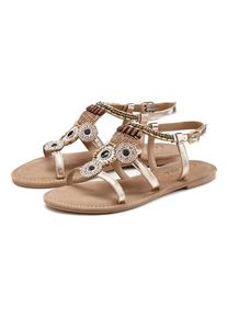 Lascana Sandale 'Sommerschuh' pink Gr. 36 für Damen. Mit Steinchen, Zierperlen. Nachhaltig.