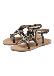 Lascana Sandale 'Sommerschuh' schwarz Gr. 36 für Damen. Mit Steinchen, Zierperlen. Nachhaltig.