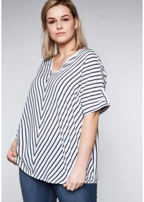 Große Größen Tunika in Oversized-Form mit Streifen Gr. 48 weiß/blau gestreift von sheego für Damen