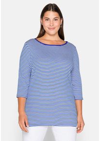 Große Größen 3/4-Arm-Shirt mit garngefärbten Ringeln Gr. 52/54 blau von sheego für Damen