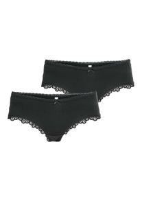 Große Größen Doppelpack Slips mit Spitzeneinsätzen Gr. 44/46 schwarz von sheego für Damen