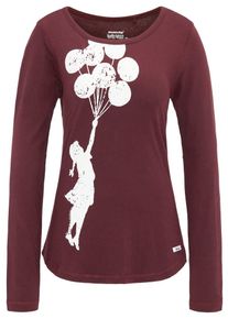 HOMEBASE, Damen Longsleeve, Rotviolett / Rotmeliert / Weiß