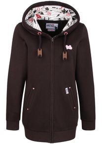 HOMEBASE, Damen Sweatjacke, Dunkelbraun / Rosa / Schwarz / Wei&szlig;