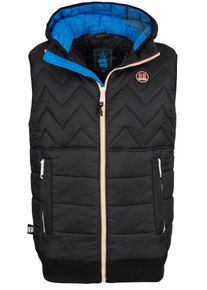 HOMEBASE, Herren Weste mit abnehmbarer Kapuze, Blau / Schwarz