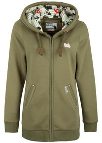 HOMEBASE, Damen 'Brandalised' Sweatjacke, Oliv / Rosa