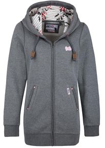 HOMEBASE, Damen Brandalised Sweatjacke, Dunkelgrau / Rosa