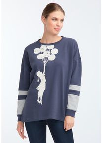 HOMEBASE, Damen Pullover, Blau / Wei&szlig;