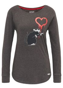 HOMEBASE, Damen Longsleeve, Anthrazit / Dunkelgrau / Rot / Weiß