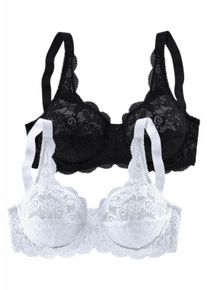 Creation Susa Große Größen Bügelloser BH Gr. 85F weiß/schwarz für Damen