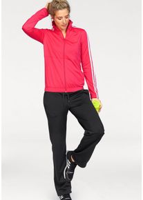 Große Größen adidas Performance Trainingsanzug »BACK2BASIC 3S TRACKSUIT« (Set, 2 tlg.) Gr. L rot/schwarz gestreift für Damen