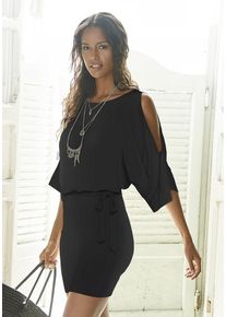 Buffalo Jerseykleid schwarz Gr. 34 für Damen. Mit Rundhals. Figurbetont