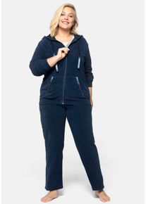 Große Größen Freizeitanzug aus Jacke und Hose Gr. 50 blau von sheego für Damen
