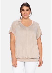 Große Größen T-Shirt mit Flügelärmeln, aus Viskosejersey Gr. 56/58 beige von sheego für Damen