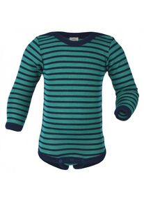 Engel Baby Body L/S mit Druckkn&ouml;pfen geringelt Merinounterw&auml;sche Kinder (Gr 74/80 |blau/t&uuml;rkis)