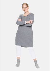 Große Größen Jerseykleid mit Taschen und regulierbarer Taille Gr. 56/58 grau von sheego für Damen