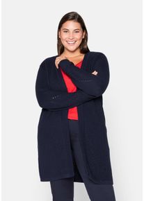 Große Größen Cardigan aus Grobstrick, in offener Form Gr. 44/46 blau von sheego für Damen