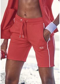 H.I.S. H.I.S Bermudas rot Gr. 32/34 für Damen. Mit Logoschriftzug, Piping, Logostickerei. Bequem. Nachhaltig.