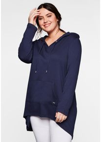 Große Größen Longshirt mit Kängurutasche, im Vokuhila-Schnitt Gr. 48/50 blau von sheego für Damen