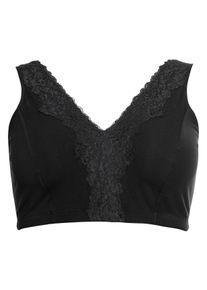 Große Größen BH ohne Bügel in Bustier-Form, mit Spitzenborte Gr. 115D schwarz von sheego für Damen