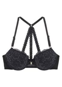 Lascana Große Größen Push-up-BH Gr. 85B schwarz geblümt für Damen