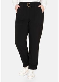 Große Größen Joggpants im Cargostil, mit High-Waist-Bund Gr. 46 schwarz von sheego für Damen