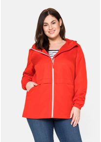 Große Größen Übergangsjacke aus Microfaser, mit Kapuze Gr. 50 rot von sheego für Damen
