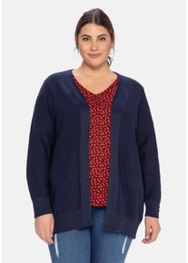 Große Größen Strickjacke im Linksstrick, offene Form Gr. 56/58 blau von sheego für Damen