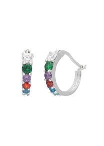 Vivance Damen Paar Creolen "Zirkonia multicolor", Silber 925 (Sterlingsilber), silber, Silber 925 (Sterlingsilber), Ohrringe