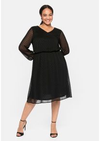 Große Größen Chiffonkleid mit 3D-Effekt, mit Unterkleid Gr. 46 schwarz von sheego für Damen