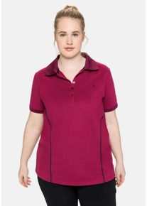 Große Größen Poloshirt in Piqué-Qualität, mit Teilungsnähten Gr. 56/58 rot von sheego für Damen