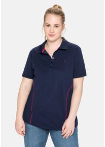 Große Größen Poloshirt in Piqué-Qualität, mit Teilungsnähten Gr. 44/46 blau von sheego für Damen