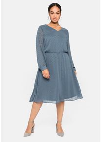 Große Größen Chiffonkleid mit 3D-Effekt, mit Unterkleid Gr. 54 blau von sheego für Damen