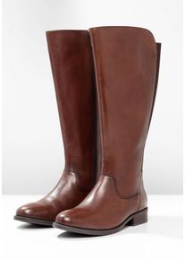 Große Größen Weitschaftstiefel aus Leder mit Stretch-Einsatz Gr. 42 braun von sheego für Damen