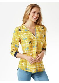 Walbusch Damen Blusen-Shirt normale Größen Gelb einfarbig