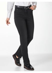 Walbusch Damen Jeans-Hose Thermo Regular Fit Schwarz einfarbig elastisch flexibler Bund wärmend